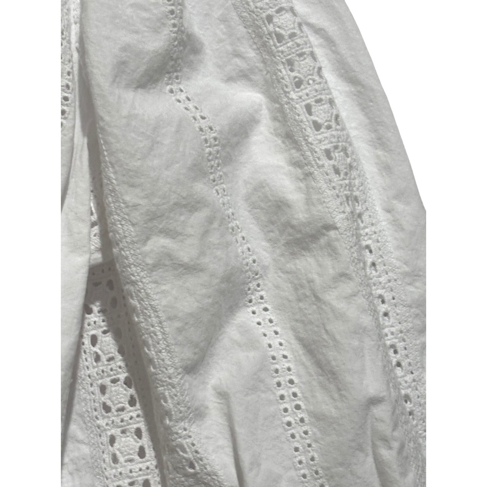 Cotton White Eyelet Lace v-neck peasant tunic top XL 16-18 cottagecore boho - Picture 6 of 10